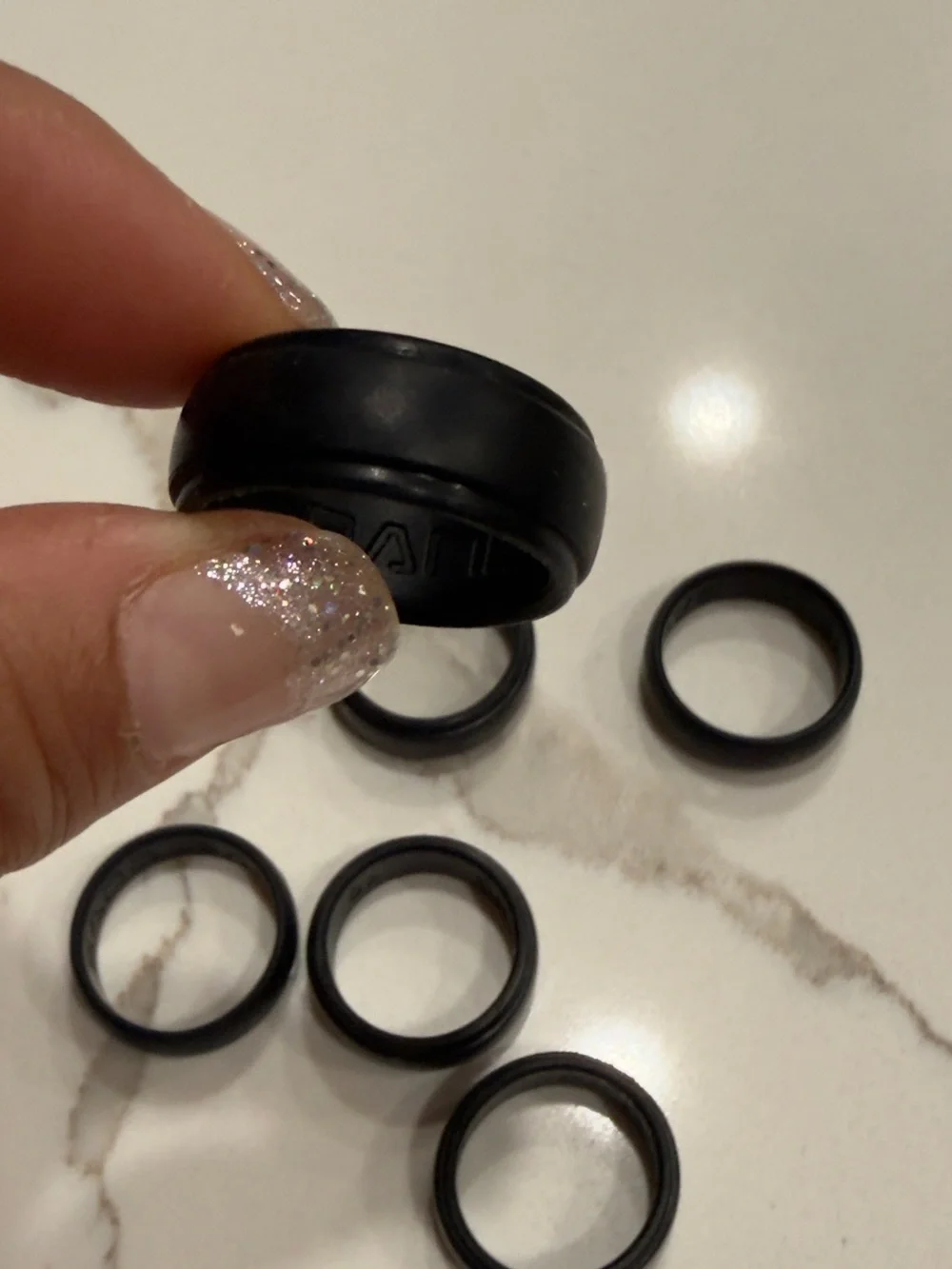Bundle of 6 Black Silicone Wedding Bands.